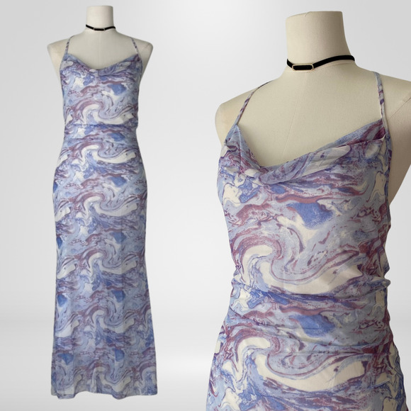 Liberty Love Womens Y2K Cowl Neck Maxi Dress Size M Whimsigoth Boho Fairy Grunge - Picture 1 of 13